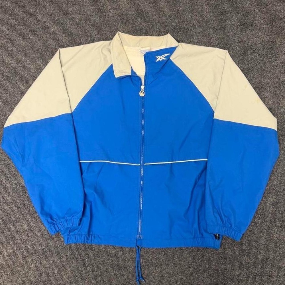 Vintage ASICS Gore-Tex Windbreaker Jacket Mens Large Blue Grey Two Tone Zip Up